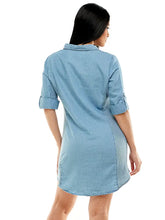 Load image into Gallery viewer, Chambray Mini Shirt Dress