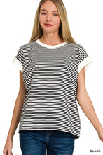 Load image into Gallery viewer, Stripe Contrast Trim Top