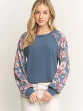Load image into Gallery viewer, Urban Ribbed and Floral Print Contrast Top