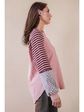 Load image into Gallery viewer, Oversized Floral &amp; Stripe Casual Knit Top