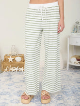 Load image into Gallery viewer, Textured Stripe Drawstring Wide Leg Lounge Pants