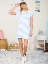 Load image into Gallery viewer, Textured Stripe Short Sleeve Knit T-Shirt Dress