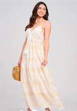 Load image into Gallery viewer, SLEEVELESS V-NECK SMOCK EYELET EMBROIDERY MAXI DRESS