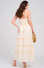 Load image into Gallery viewer, SLEEVELESS V-NECK SMOCK EYELET EMBROIDERY MAXI DRESS