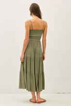 Load image into Gallery viewer, Embroidered Smocked Bodice Tier Midi Dress