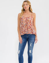 Load image into Gallery viewer, SLEEVELESS FLORAL PRINT PEPLUM TANK TOP