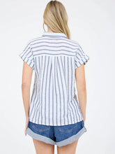 Load image into Gallery viewer, Stripe Collared Short Sleeve Button Down Shirt
