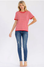 Load image into Gallery viewer, SHORT SLEEVE COLORBLOCK STRIPES BLOUSE