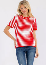 Load image into Gallery viewer, SHORT SLEEVE COLORBLOCK STRIPES BLOUSE