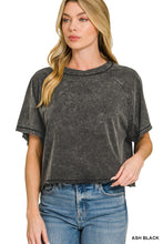 Load image into Gallery viewer, Acid Washed Round Neck Crop Tee