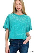 Load image into Gallery viewer, Acid Washed Round Neck Crop Tee