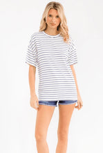 Load image into Gallery viewer, SHORT SLEEVE COLORBLOCK STRIPES BASIC SHIRT
