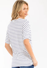 Load image into Gallery viewer, SHORT SLEEVE COLORBLOCK STRIPES BASIC SHIRT