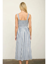 Load image into Gallery viewer, Nautical Stripe Spaghetti Strap Smocked Maxi Dress