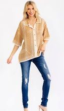 Load image into Gallery viewer, V-NECK BUTTON UP CROCHET BLOUSE