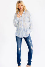 Load image into Gallery viewer, LONG SLEEVE BUTTON UP TIE DYE DETAILED SHIRT