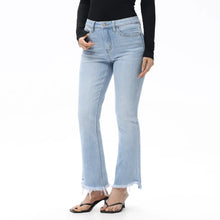 Load image into Gallery viewer, Mid Rise Raw Frayed Hem Bootcut Jeans