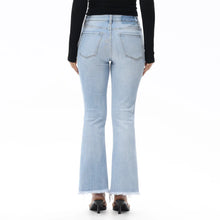 Load image into Gallery viewer, Mid Rise Raw Frayed Hem Bootcut Jeans