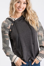 Load image into Gallery viewer, French Terry Hoodie With Buttoned Placket