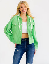 Load image into Gallery viewer, BUTTON UP HOODED DENIM JACKET