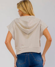 Load image into Gallery viewer, SHORT SLEEVE ZIP UP FRONT POCKETS HOODED TOP