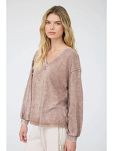 Load image into Gallery viewer, Washed Inverted Seam Detail Long Sleeve Knit Top