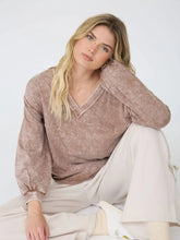 Load image into Gallery viewer, Washed Inverted Seam Detail Long Sleeve Knit Top