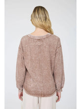Load image into Gallery viewer, Washed Inverted Seam Detail Long Sleeve Knit Top