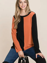 Load image into Gallery viewer, Solid Color Block Long Sleeves Top