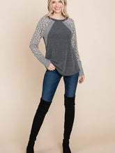 Load image into Gallery viewer, Animal Print and Stripe Contrast Top