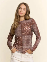 Load image into Gallery viewer, Western Bandana Print Mock Neck Mesh Top