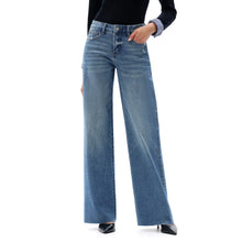 Load image into Gallery viewer, Mid Rise Wide Leg Jeans Raw Hem Vintage Distressed