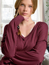 Load image into Gallery viewer, Soft V-Neck Cut Edge Long Sleeve Top