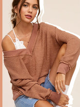 Load image into Gallery viewer, V-neck Waffle Long Sleeve Top