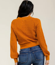 Load image into Gallery viewer, LONG SLEEVE BUTTON UP CROCHET SWEATER