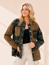 Load image into Gallery viewer, Camo and Leopard Contrast Woven Drop Shoulder Shacket
