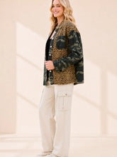 Load image into Gallery viewer, Camo and Leopard Contrast Woven Drop Shoulder Shacket