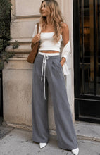 Load image into Gallery viewer, SELF TIE FRONT POCKETS STRAIGHT LEGS PANTS