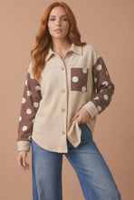 Load image into Gallery viewer, Polka Dot Color Block Wave Rib Knit Shirt