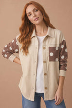 Load image into Gallery viewer, Polka Dot Color Block Wave Rib Knit Shirt