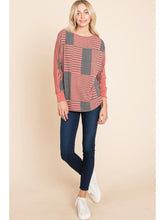 Load image into Gallery viewer, Stripe and Solid Dolman Sleeves Top