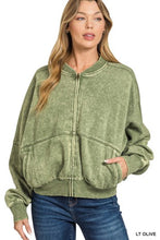 Load image into Gallery viewer, Acid Washed Fleece Bomber Jacket