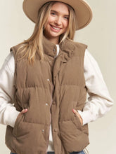 Load image into Gallery viewer, Button Down Corduroy Puff Vest