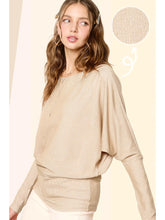Load image into Gallery viewer, Loose Fit Two Tone Detailed Batwing Sleeve Top