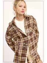 Load image into Gallery viewer, Plaid Acid Washed Cut Edge Button Down Shirt
