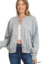 Load image into Gallery viewer, Acid Washed Fleece Bomber Jacket
