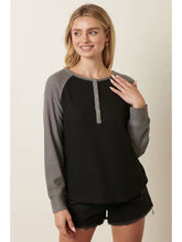 Load image into Gallery viewer, COLOR Block Waffle Knit Baseball Top