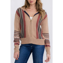 Load image into Gallery viewer, Zipper Closure Multi Print Cardigan Sweater