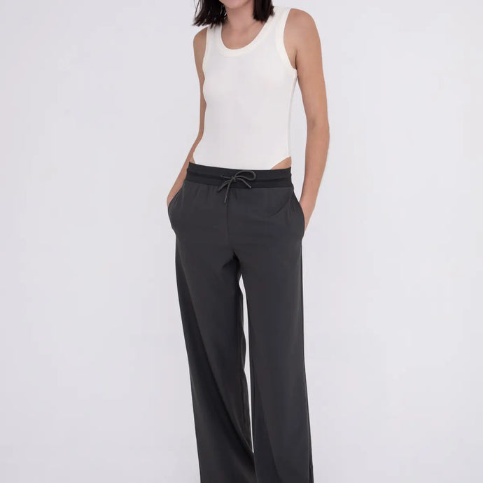 Poly-Blend Wide Leg Active Pants