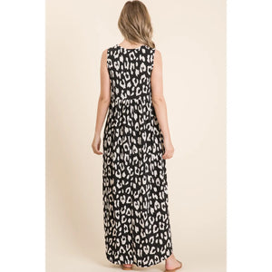 Sleeveless Animal Print Maxi Dress